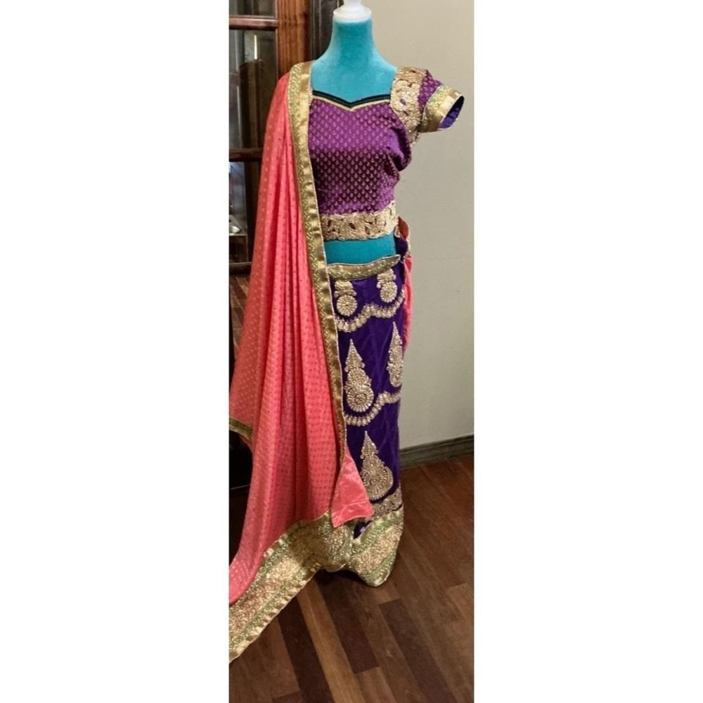 Purple Lehenga Choli with Pink dupatta